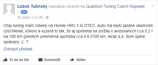 Facebook recenze Quantum chiptuning - Ľuboš Tužinský